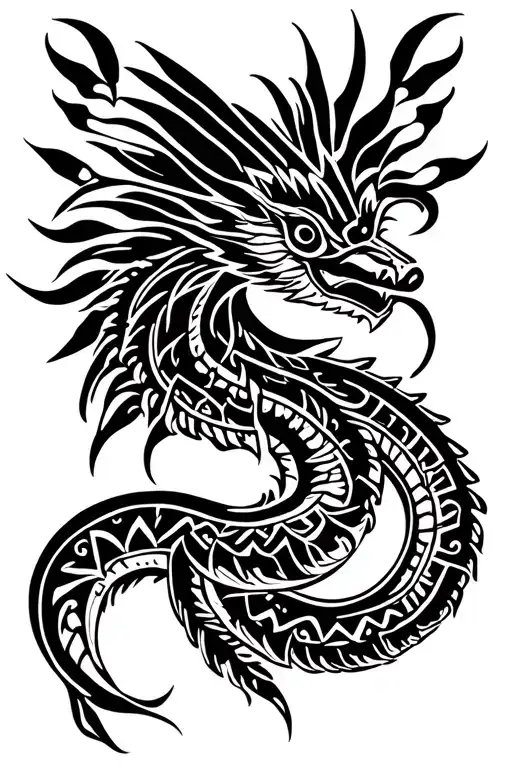 Aztec Quetzalcoatl snake tattoo design idea