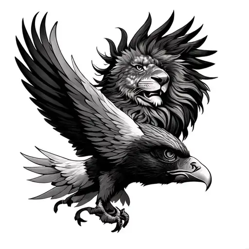 "Lion eagle tattoo" half sleeve  tattoo design idea