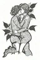lesbians kissing each other tattoo design idea