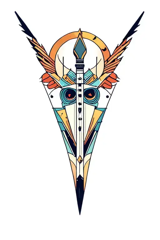 synthesizer cirquit geometric design under knee color dagger tattoo design idea