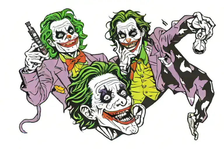 jared leto joker heath ledger joker and joaquin phoenix joker smoking weed and more weed and even more weed tattoo design idea