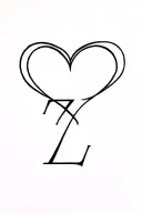Z initial intertwined in a heart shape tattoo design idea