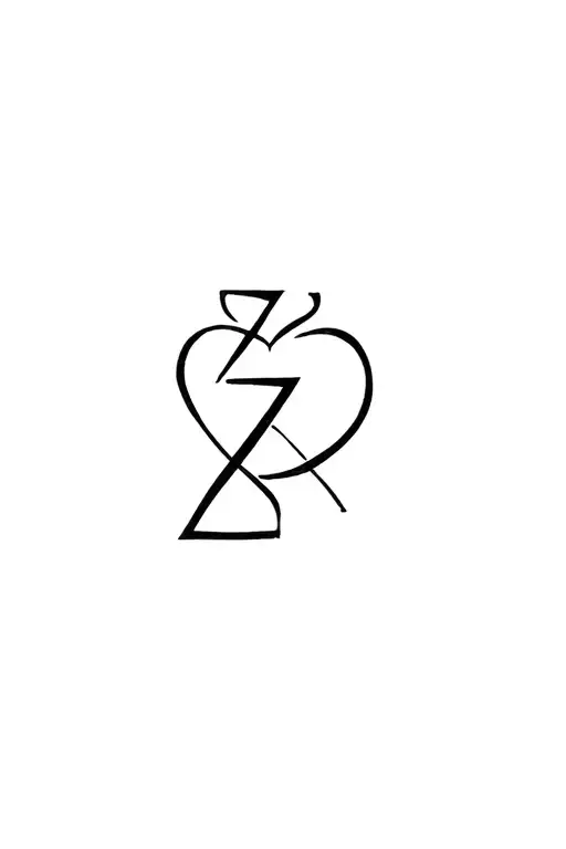 Z initial intertwined in a heart shape tattoo design idea