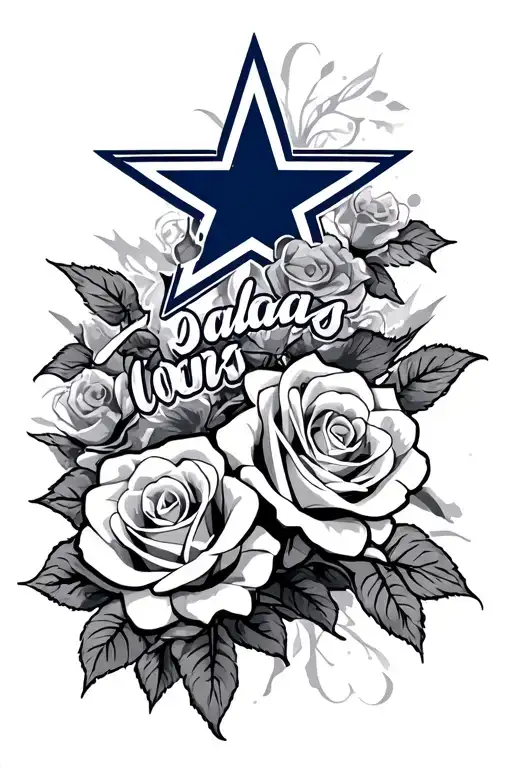 Dallas cowboys and roses tattoo design idea