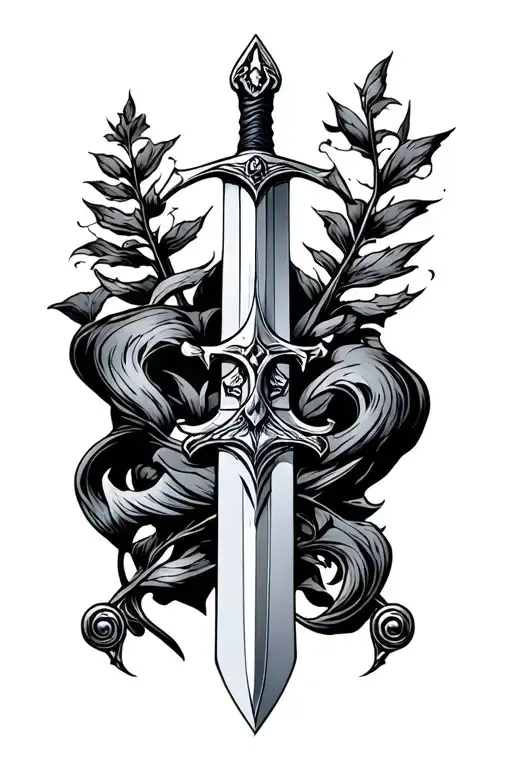 sword with Nihil Sine Deo in it tattoo design idea