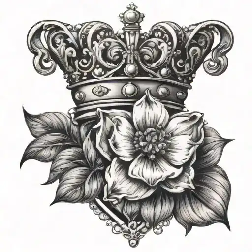 diamond hellebore and a crown surrounded tattoo design idea