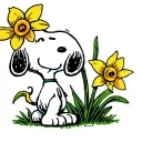 Snoopy with a daffodil  tattoo design idea