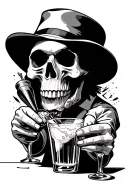 skulls bartender mixing drinks tattoo design idea