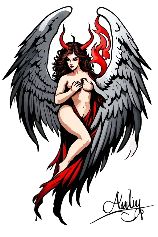 angel and devil wings tattoo design idea