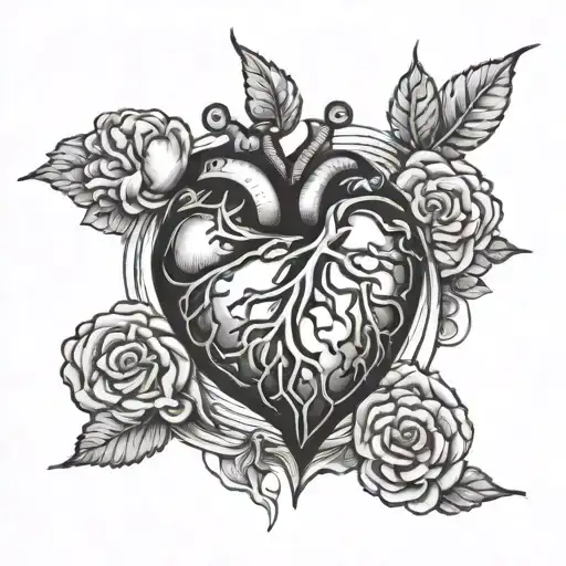 heart vs brain tattoo design idea