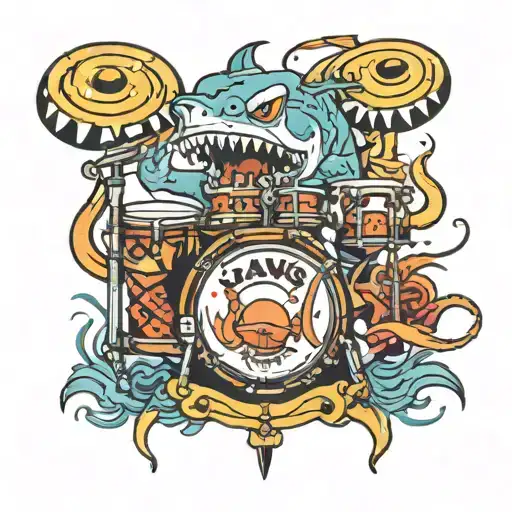 drums jaws tattoo design idea