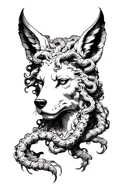 CERBEROS AND MYTHOLOGICAL MEDUSA Full body tattoo design idea