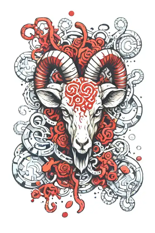 Aries symbol made of keys and red blood cells tattoo design idea