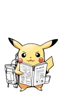 An adventurous Pikachu with a backpack reading a map tattoo design idea