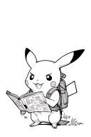 An adventurous Pikachu with a backpack reading a map tattoo design idea