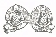 Buddhist monk meditating tattoo design idea
