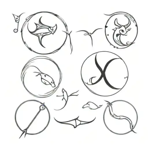 Pisces zodiac sign and Taurus zodiac symbol incorporated tattoo design idea