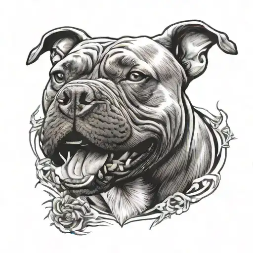 American bully pitbull agressive tattoo design idea