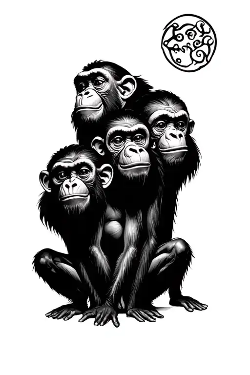 three wise monkeys engaged in activities tattoo design idea