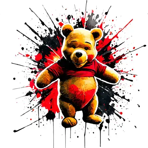 pooh bear with coleman lantern shining light tattoo design idea