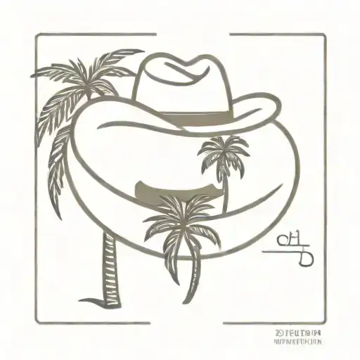palm tree and cowboy hat tattoo design idea