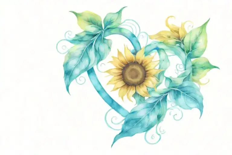 sunflower intertwined hearts tattoo design idea