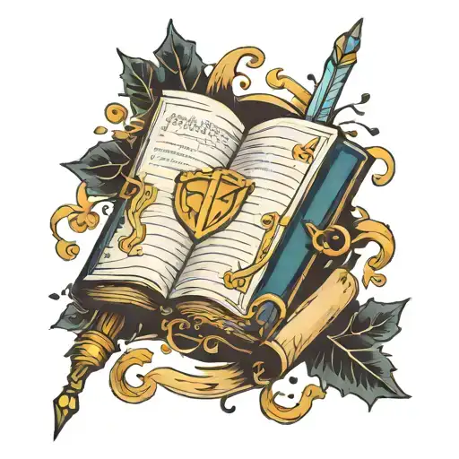 closed spell book tattoo design idea