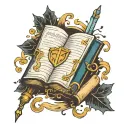 closed spell book tattoo design idea