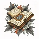 closed spell book tattoo design idea