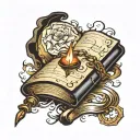 closed spell book tattoo design idea