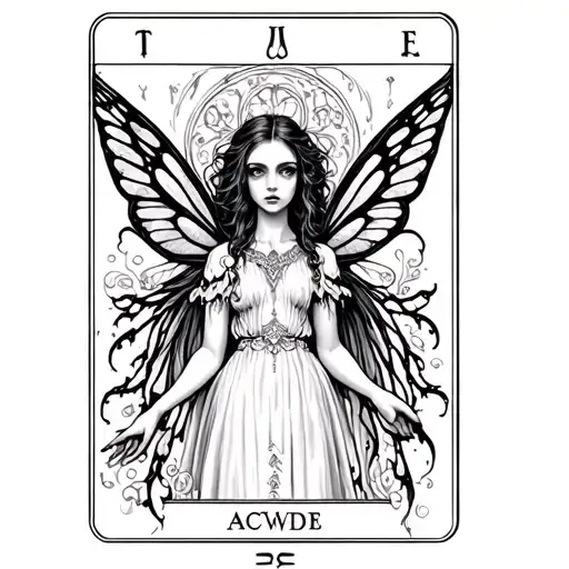 gothic fairy tarot card tattoo design idea