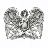 clouds as wings tattoo design idea