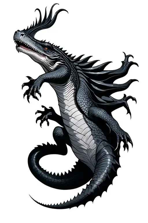 Komodo dragon intertwined tattoo design idea