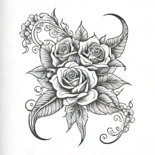 mexican father of 3, wife name Michelle lines flowers tattoo design idea