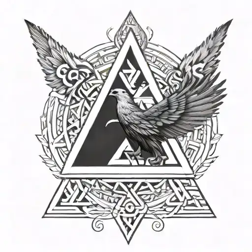Valknut with raven wings tattoo design idea