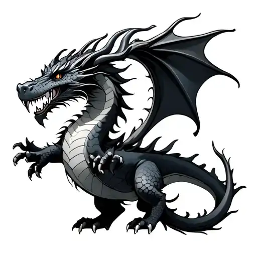 Black And Gray Dragon holding tattoo design idea