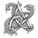 sketch a number 13 and triquetra symbol creatively  tattoo design idea