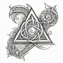 sketch a number 13 and triquetra symbol creatively  tattoo design idea