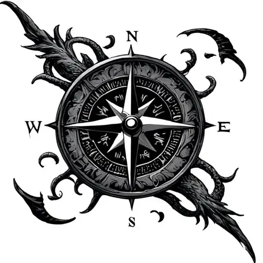 Cthulhu style Compass tattoo design idea