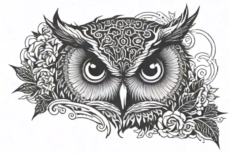 owl on right arm cuff tattoo design idea
