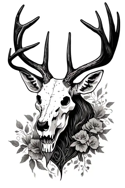 deer skull tattoo design idea
