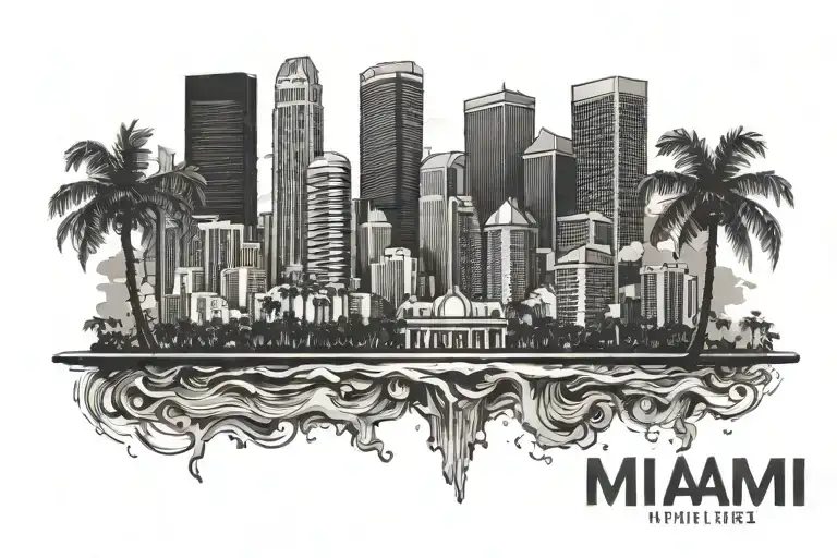 miami skyline tattoo design idea