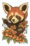 red panda flowers tattoo design idea