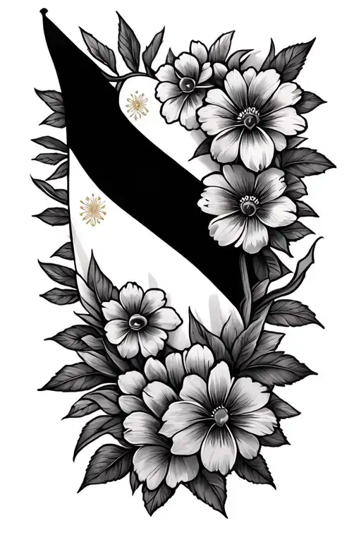 Filipino Flag with flowers intertwined tattoo design idea