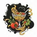 tomato pasta tattoo design idea