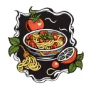 tomato pasta tattoo design idea