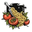 tomato pasta tattoo design idea