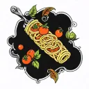 tomato pasta tattoo design idea