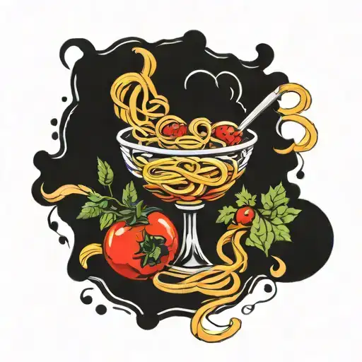 tomato pasta tattoo design idea