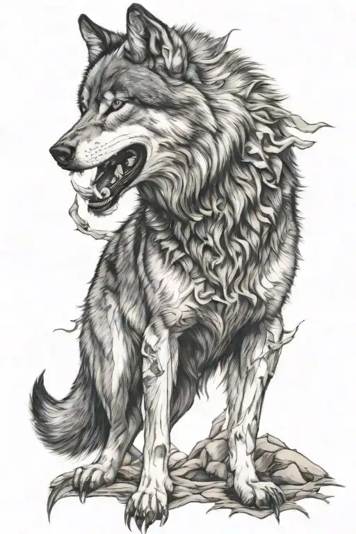 full body wolf biting back tattoo tattoo design idea